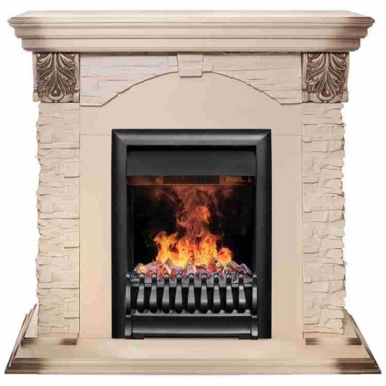 Электрокамин RealFlame Dublin Lux WT белый дуб с серой патиной с очагом 3D Oregan