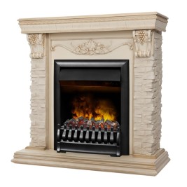 Электрокамин RealFlame Patricia WT белый дуб с золотой патиной c очагом 3D Oregan