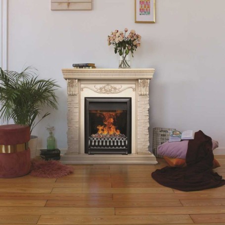 Электрокамин RealFlame Patricia WT белый дуб с золотой патиной c очагом 3D Oregan