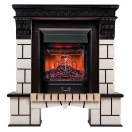Электрокамин RealFlame Stone AO с очагом Majestic Lux BL, пульт ДУ