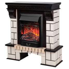 Электрокамин RealFlame Stone AO с очагом Majestic Lux BL, пульт ДУ