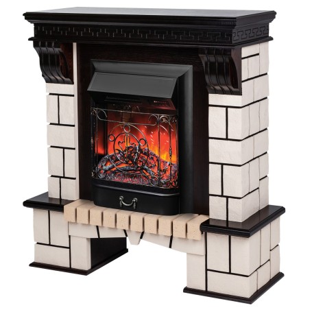 Электрокамин RealFlame Stone AO с очагом Majestic Lux BL, пульт ДУ