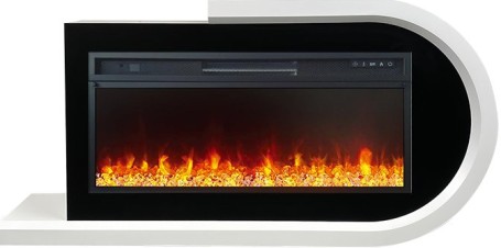 Каминокомплект Basel R - Белый с черным с очагом Vision 42 LED