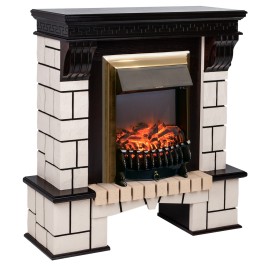Электрокамин RealFlame Stone AO с очагом Fobos Lux Brass