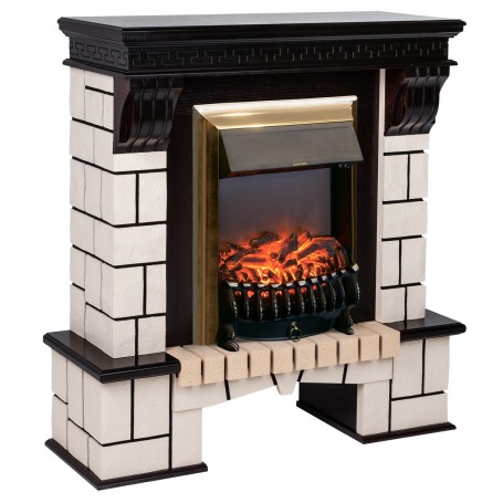 Электрокамин RealFlame Stone AO с очагом Fobos Lux Brass