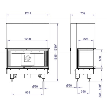 Каминная топка 3VFD 1200G (Stav)