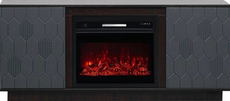 ELEKAM MODERN TV (грани 02 / ножки ЛДСП) телевизионная под очаг Pulsar 23B, корпус: венге, фасад: граффит грей