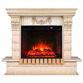 Электрокамин RealFlame Gracia 24/25,5 WT белый дуб с золотой патиной с очагом Sparta 25,5 LED