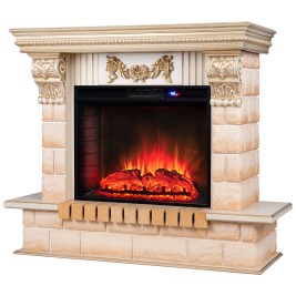 Электрокамин RealFlame Gracia 24/25,5 WT белый дуб с золотой патиной с очагом Sparta 25,5 LED
