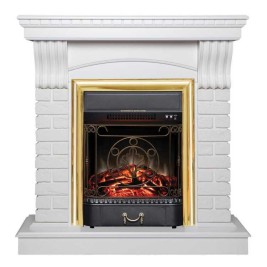 Электрокамин RealFlame Jazz WT белый с очагом Majestic Lux Brass