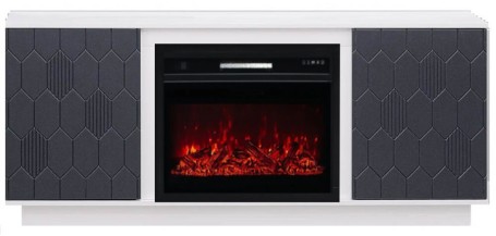ELEKAM MODERN TV (грани 02 / ножки ЛДСП) телевизионная под очаг Pulsar 23B, корпус: белый, фасад: граффит грей