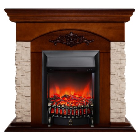Электрокамин RealFlame Neapolis NT орех с очагом Fobos Lux Black