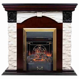 Электрокамин RealFlame Dublin Lux AO античный дуб с очагом Majestic Lux Brass
