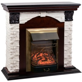 Электрокамин RealFlame Dublin Lux AO античный дуб с очагом Majestic Lux Brass