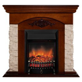 Электрокамин RealFlame Neapolis NT орех с очагом Fobos Lux Black RC