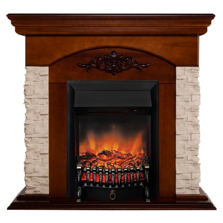 Электрокамин RealFlame Neapolis NT орех с очагом Fobos Lux Black RC