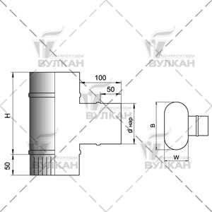 Тройник 90° VOG 120х240 на D180.7R, AISI 321 (Вулкан)