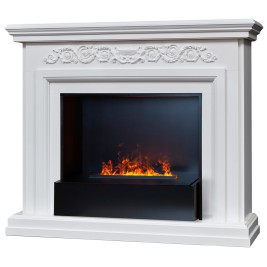 Электрокамин RealFlame Leticia 26 WT белый с очагом 3D Cassette 630 Black Panel
