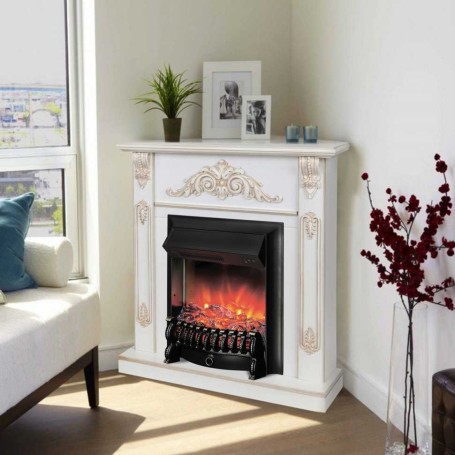 Электрокамин RealFlame Anita Corner WT дуб белый с золотой патиной с очагом Fobos Lux Black