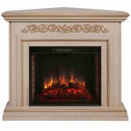 Электрокамин RealFlame Leticia Corner 26 WT белый дуб с золотой патиной с очагом Epsilon 26 S IR