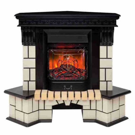 Электрокамин RealFlame Stone Corner STD AO античный дуб с очагом Majestic Lux Black RC