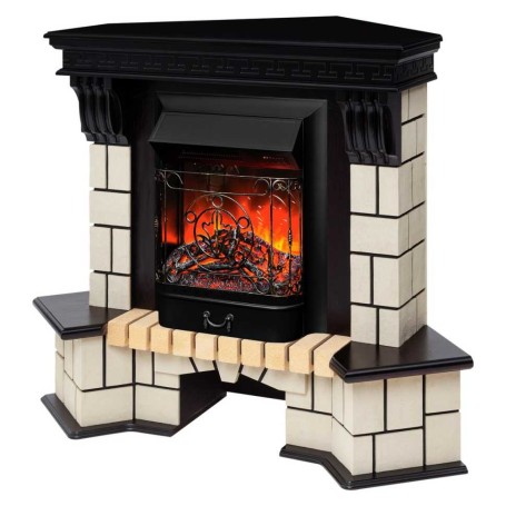 Электрокамин RealFlame Stone Corner STD AO античный дуб с очагом Majestic Lux Black RC