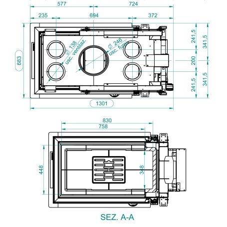 Каминная топка ECOMONOBLOCCO WT 60 3D N16 (Palazzetti)