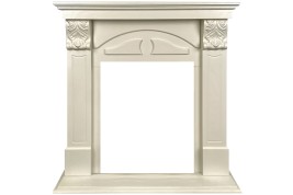 Каминокомплект Dublin (деревянный) RUSTIC (Разборный) - Слоновая кость с очагом Majestic FX Brass