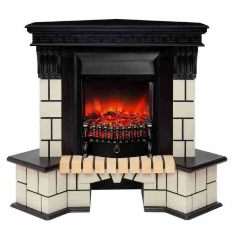 Электрокамин RealFlame Stone Corner STD AO античный дуб с очагом Fobos Lux Black
