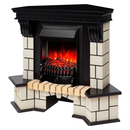 Электрокамин RealFlame Stone Corner STD AO античный дуб с очагом Fobos Lux Black