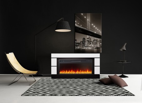 Каминокомплект Modern 42 - Белый с черным (Глубина 300 мм) с очагом Vision 42 LED