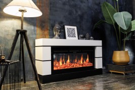 Каминокомплект Modern 42 - Белый с черным (Глубина 300 мм) с очагом Vision 42 LED