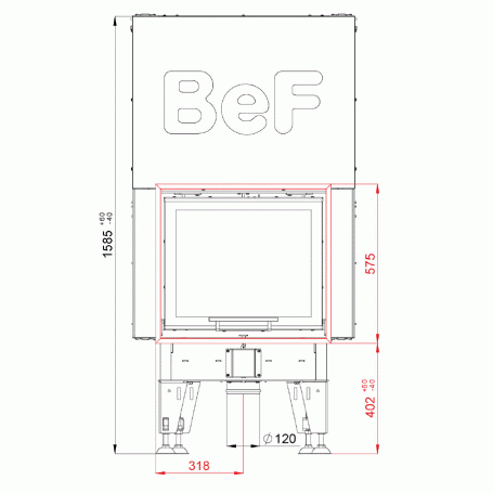 Топка BeF THERM V6, гильотина, рамка черная