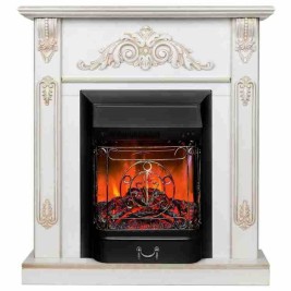 Электрокамин RealFlame Anita WT дуб белый с золотой патиной с очагом Majestic Lux Black