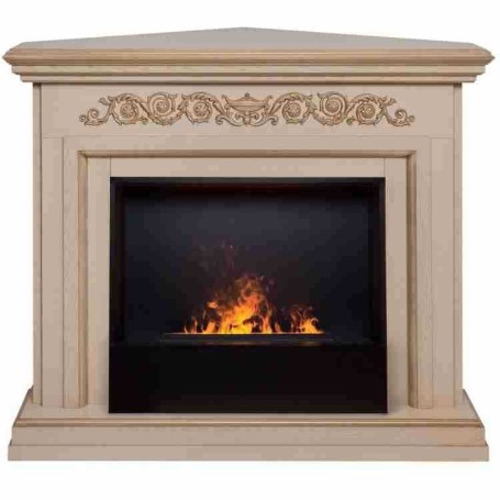 Электрокамин Leticia Corner 26 WT-619G с очагом 3D Cassette 630 Black Panel