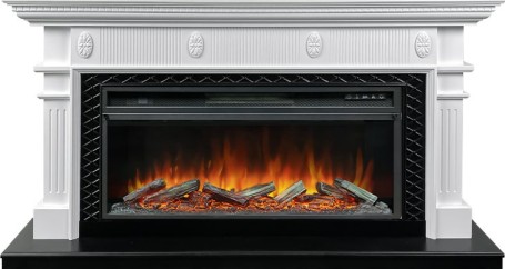 Каминокомплект Carlyle - Белый с черным с очагом Vision 42 LOG LED