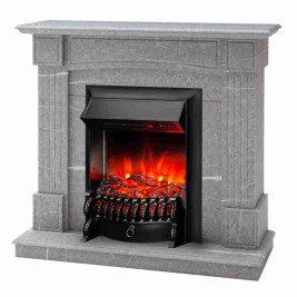 Электрокамин RealFlame Andrea STD GR цвет мрамор серый с очагом Fobos Lux Black RC