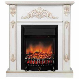 Электрокамин RealFlame Anita WT дуб белый с золотой патиной с очагом Fobos Lux Black RC