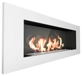 Биокамин Elliot 1200 с белой рамкой со стемалитом (ZeFire)