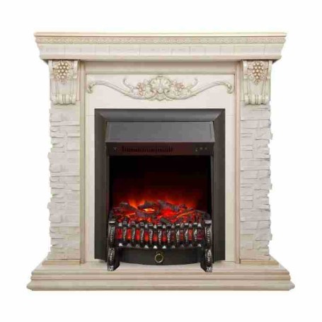 Электрокамин RealFlame Patricia WT белый дуб с золотой патиной с очагом Fobos Lux BL S