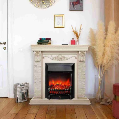 Электрокамин RealFlame Patricia WT белый дуб с золотой патиной с очагом Fobos Lux BL S