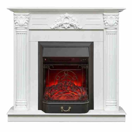 Электрокамин RealFlame Stefania WT белое золото с очагом Majestic Lux Black