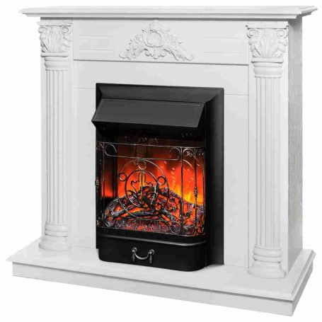 Электрокамин RealFlame Stefania WT белое золото с очагом Majestic Lux Black