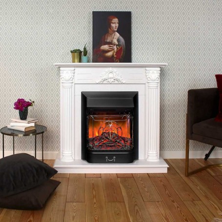 Электрокамин RealFlame Stefania WT белое золото с очагом Majestic Lux Black