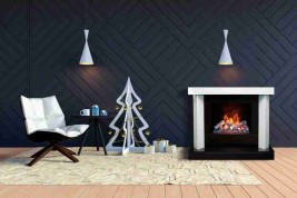 Каминокомплект Vancouver 60 - Белый с черным с очагом Vision 60 LOG LED
