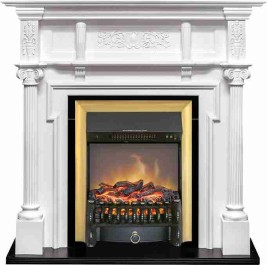 Каминокомплект Oxford - Белый с очагом Fobos FX M Brass