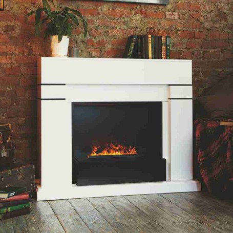 Электрокамин RealFlame Lindelse 26 WT белый с очагом 3D Cassette 630 Black Panel