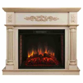 Электрокамин RealFlame Silvia 26 WT белый дуб с золотой патиной с очагом Epsilon 26 S IR