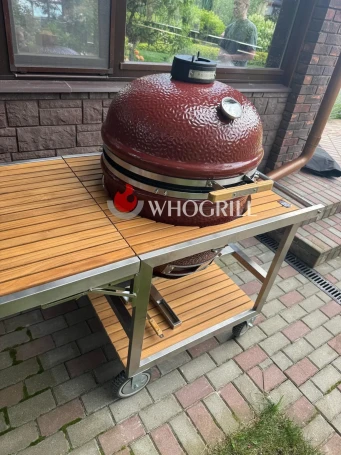Керамический гриль Monolith Le Chef RED PRO 2.0 со столом из тика Buggy