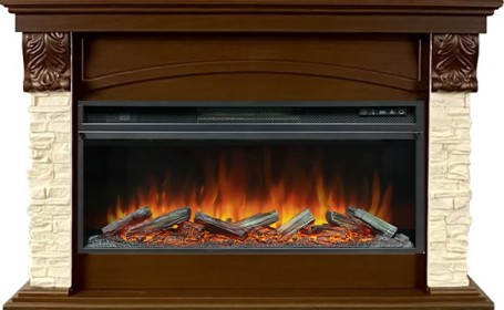 Каминокомплект Dublin V42 SFT (Разборный) - Темный дуб / Сланец с очагом Vision 42 LOG LED